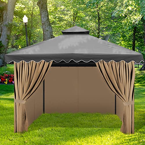 10'x10' Gazebo Curtains Outdoor Waterproof. Universal Replacement Curtain 4-Panels. Sidewalls with Zipper for Garden. Patio. Yard
